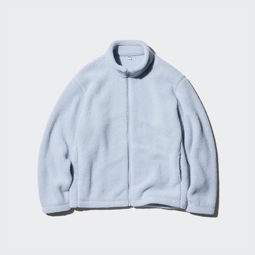 New Uniqlo Pile Lined Fleece Full-Zip Jacket in Light Blue